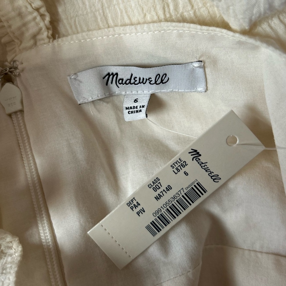 NWT Madewell Ruffle-Strap Empire Dress in Pearl Ivory size 6 - Picture 6 of 15